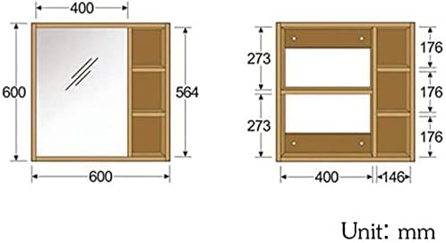 Bathroom Wall Mounted Cabinet 23.6"X23.6"X5.3" Wood Bathroom Mirror Cabinet Rectangular Wall-Mounted Storage Mirror Box with Vanity Mirror Toilet Bathroom Spacesaver (White(Hollow))