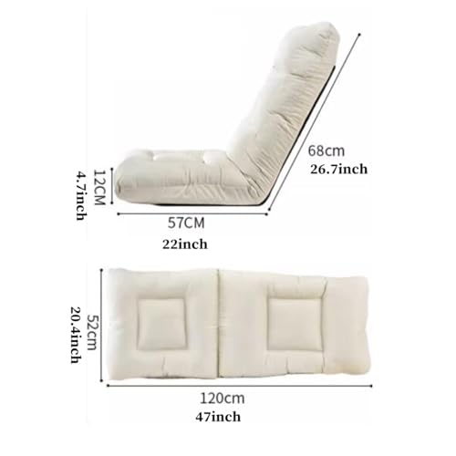 Fauteuil de sol pliable compact et modulable beige à dossier inclinable multi-positions - 3