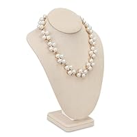 MOOCA Necklace Chain Jewelry Bust Display Holder Stand, Display Necklace Mannequin, Necklace Bust Jewelry Bust Stand, Pendant Chain Organizer for Women 8\" W x 4 1/4\" D x 11 1/4\" H, Tan Linen