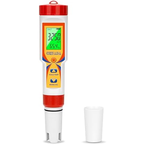 CIZTADA Pool Water Tester 5 in 1 Digital Salt and pH Tester for Saltwater Pool Hot Tub Spas Multi-Functional Salt pH TDS EC Meter for Swimming Pool Aquarium Hydroponics Cover