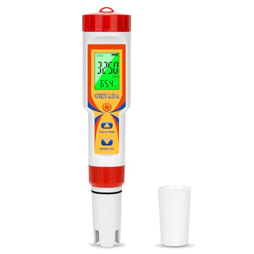 CIZTADA Pool Water Tester 5 in 1 Digital Salt and pH Tester for Saltwater Pool Hot Tub Spas Multi-Functional Salt pH TDS EC Meter for Swimming Pool Aquarium Hydroponics
