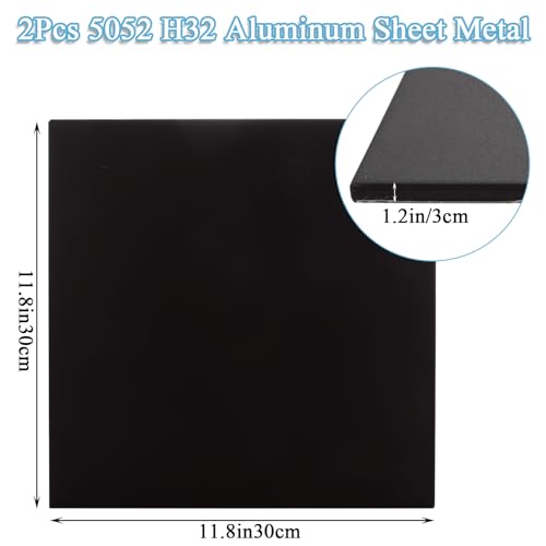 LDXDRU 2Pcs 5052 H32 Aluminum Metal Sheet 12 x 12 x 1/8 (0.1\") Inch, Flat Plain Aluminum Plate Covered with Protective Film, 3MM Aluminum Metal Plate for Crafting, lndustry