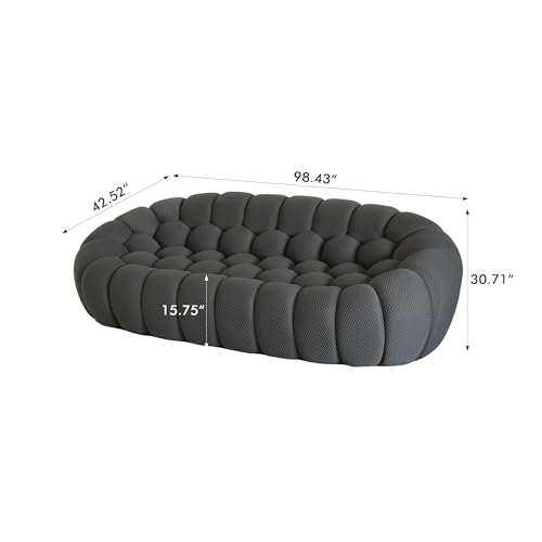 Bubble Couch, Modern Curved Couch, Memory Foam Round Lazy Floor Sofa, 3D Honeycomb Bubble Sofa Curved Sofas for Living Room (Dark Grey, 98.43")