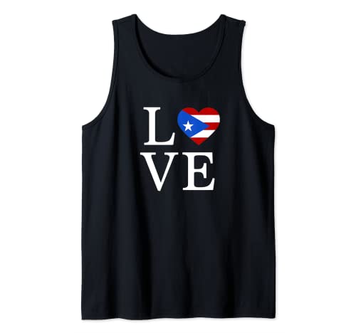 Bandera de Puerto Rico para viajes, vacaciones, playa, lindo corazón Camiseta sin Mangas
