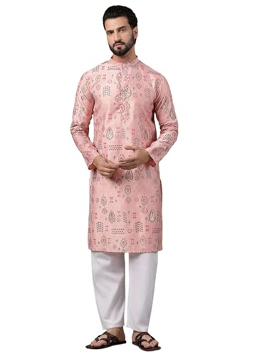 Image of SOJANYA (Since 1958 Men's Cotton Traditional Foil Print Motifs Kurta With Pyjama