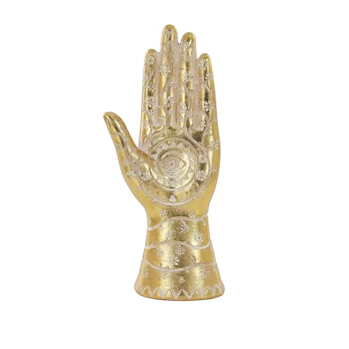 Escultura Mano Hamsa Ojo Turco Decorativa Dorada miniatura 1