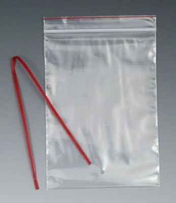 5-3/4 x 11 Minigrip Red Line Tie-on Reclosable Poly Bag with Eyelet (4 mil) (500 Bags) - AB-72-05