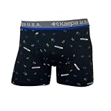 Kaepa ケイパ ボクサーブリーフ メンズ 前開き 総柄 ストレッチ素材 快適フィット インナー 下着 ブラック LLサイズ