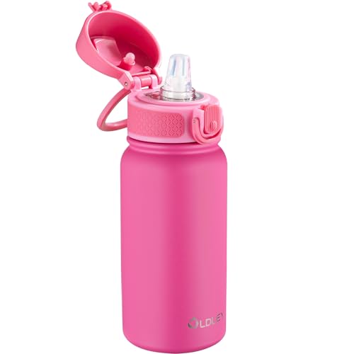 OLDLEY 12oz kids Water Bottle, Stainless Steel Insulated Water Bottle For Kids, With Straws...