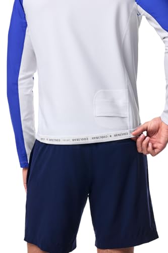 Coolibar UPF 50+ Men's Hightide Long Sleeve Swim Shirt, Baja Blue, Large, Color Block - Sun Protective4