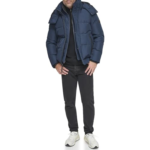 Andrew Marc Men's Short Quilted Inner Bib Attached Down Fill Phoenix Down Bomber Hybrid4
