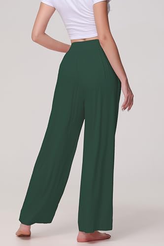 Image of Veseacky Women's Wide Leg Lounge Pants Yoga Pajamas Comfy Stretch Drawstring Pajamas Puls Size Dance Bottoms S-4XL