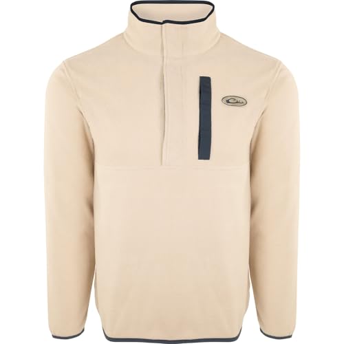 Image of Drake Waterfowl Men's Camp 2.0 Fleece Pullover | Hunting Anti-Pill Moisture Wicking 1 /4 Neck Snap Sweater with Chest Pocket