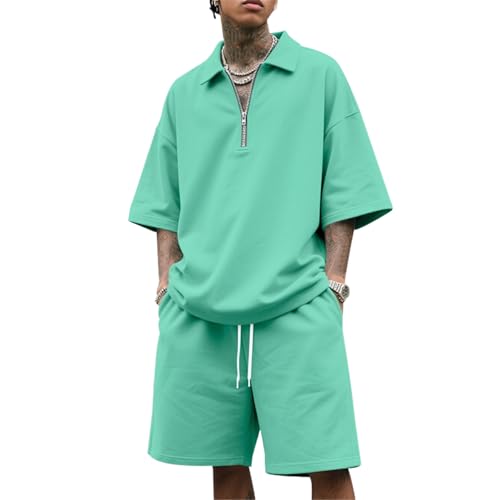 Ensemble short homme ample à fermeture éclair pour vacances été