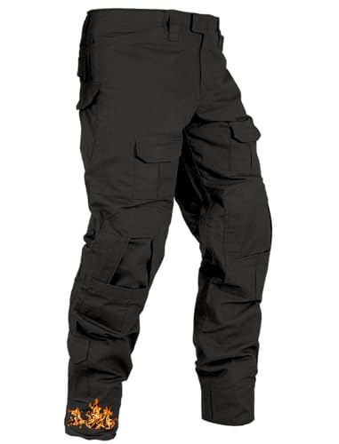 OCANXUE Men's Fleece Lined Tactical Pants Waterproof Hiking Pants Casual