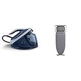 Philips Dampfbügelstation Perfect Care 7000 Series PSG7030/20 - 1,8L Wassertank, 2100 W, Optimal TEMP, 8,0 bar Dampfdruck, 600 g/Min, dunkelblau & Laurastar Bügelbrett Plusboard, 42cm x 125cm,Gris