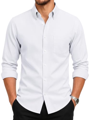 Chemise Oxford homme blanche manches longues anti-pli avec poche pour un style impeccable