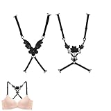 DeaHea 2 Pack Women's Bra Straps Racerback Bra Lace Strap Butterfly Floral Y Back Shoulder Straps for Women's Underwire Shaping Bra Under Tees Cotton T-Shirt Bra Wireless Lined Comfort Bralette