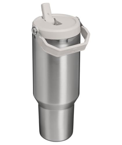 Image of STANLEY IceFlow 2.0 Flip Straw Tumbler with Handle 40 oz | Twist On Lid and Flip Up Straw | Leak Resistant Water Bottle | Insulated Stainless Steel | BPA-Free | Stainless Steel Ash