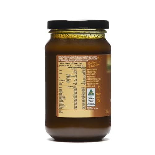 ABBCo Turmeric Beef Bone Broth Concentrate with Ginger, Black Pepper – Healthy Digestive Beverage Boosting Bone and Joint Health - Halal, Collagen Protein Enriched