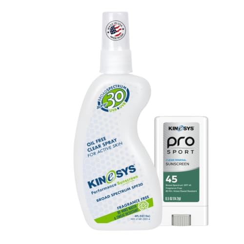 KINeSYS SPF 30 Fragrance Free Spray Sunscreen + SPF 45 Mineral Stick Bundle - Clear Water Resistant Sports Sun Protection for Face Body Adults Kids Travel image 5