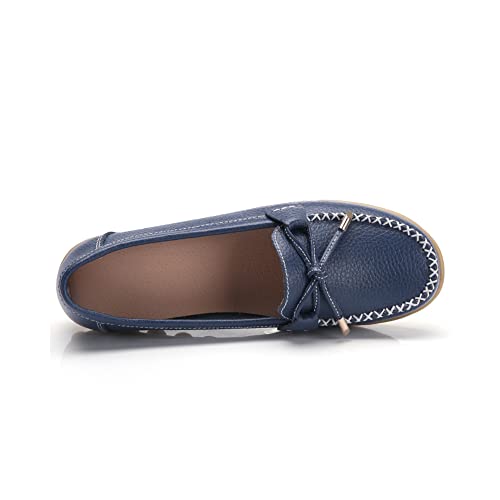 Image of Momuk Women's Penny Loafers Leather Driving Moccasins Slip On Boat Shoes Fashion Comfort Flats