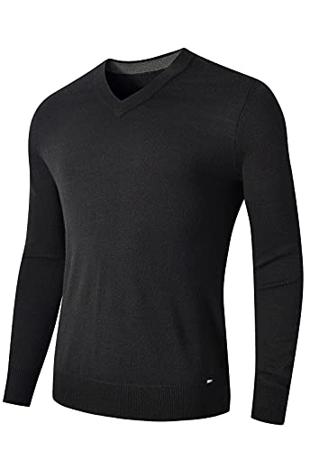 ZHILI Men's Fine Knit, 20% Merino Wool, DXL Big and Tall, V-Neck Sweater2