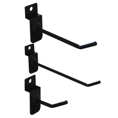 ELAYARD Ganci a Piolo in Ferro 3 Pezzi 5-15 Cm Neri per Pannelli Forati, Ganci per Mensole Espositive e Scaffali Supermercato, Accessori per Negozi e Uso Domestico