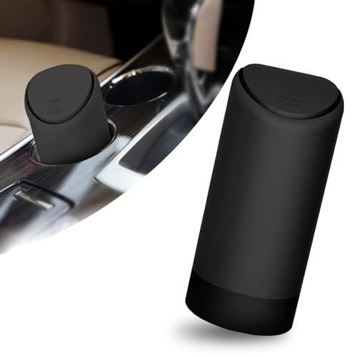 Image of Car Trash Can with Lid, Cup Holder Inserted Odor Isolation Leakproof Mini Storage Bucket, Portable Press Opening Detachable and Cleanable Trash Can, Universal for Most Cars Home (Black)