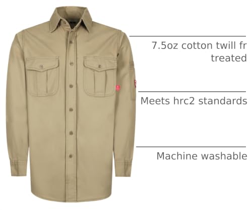Image of TICOMELA Men's FR Welding Shirt Button-Down 7.5oz 100% Cotton NFPA2112 CAT2