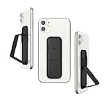 CLCKR Cell Phone Grip and Expanding Stand, Universal Adhesive Phone Grip Holder with Multiple Viewing Angles for iPhone 14/13/12, Samsung Galaxy S22 and More, Phones, Tablets, Carbon Fibre Black