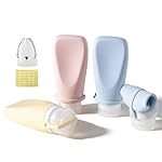 Travel Bottles for Toiletries, TSA Approved 3oz Container, High-Effeiciency Leak-Proof Ultrasonic Technology, Silicone Refillable Squeezable Travel Accessories for Shampoo Conditioner Lotion (4 Pcs)
