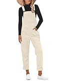 luvamia Corduroy Overalls for Women Adjustable Straps Fashion Bib Boho Overalls For Women Loose Fit Overalls For Women Cold Weather Vanilla White Overalls Women Size Large Fits Size 12 / Size 14