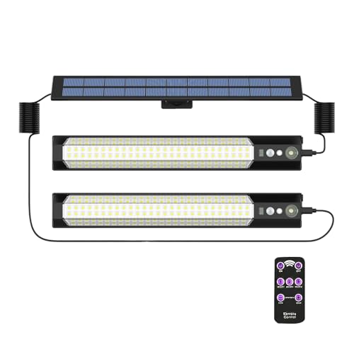 Solar Wall Light – 15.35 Inches Outdoor Lighting | Motion Sensor Lamp – ABS Solar Powered Wall Pendant Light With Remote Control Three Lighting Modes For Gardens Pathways Patios Driveways And Home