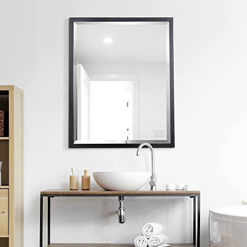 Head West Black Iron Metal Framed Beveled Edge Rectangular Vanity Mirrors, Bathroom Mirrors, Wall Mount Mirrors, Living Room Mirrors - 24