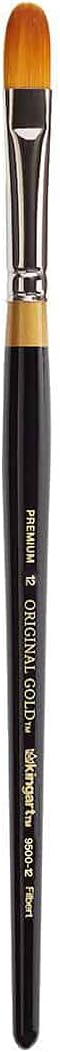 KINGART Premium Original Gold 9500-12 Filbert Series Artist Brush, Golden Taklon Synthetic Hair, Short Handle, for Acrylic, Watercolor, Oil and Gouache Painting, Size 12