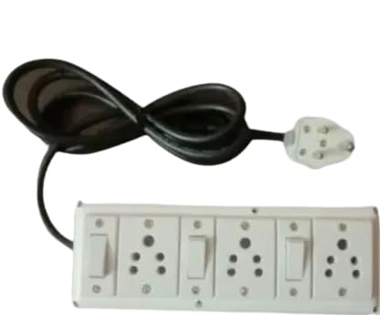 4+4 4 Meter Long Wire Small Plug Extension 4 Socket Extension Boards /(White, 4 m)-image-18