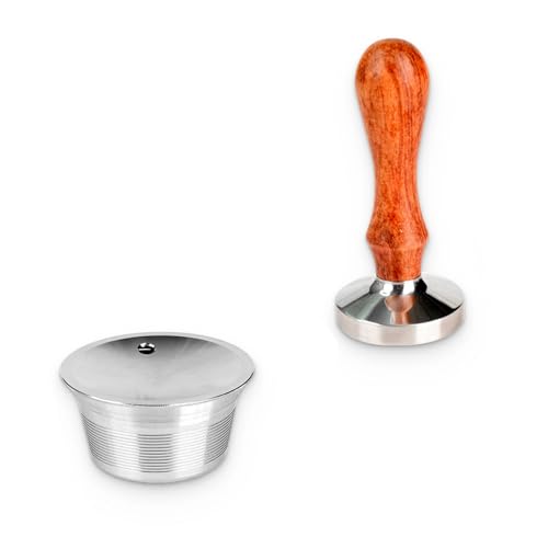 Xinsheinelry Versatile Coffee Pods Tamper - Stainless Steel & Wood Grain Espresso Container, Dishwasher Safe for Coffee Machines