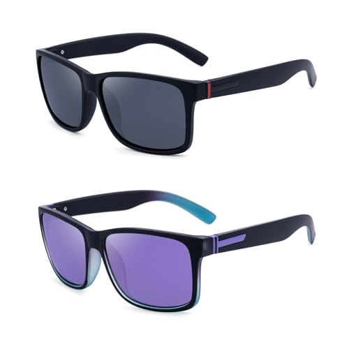 LECKIRUT Vintage Polarized Sunglasses Oversized Square 2pcs