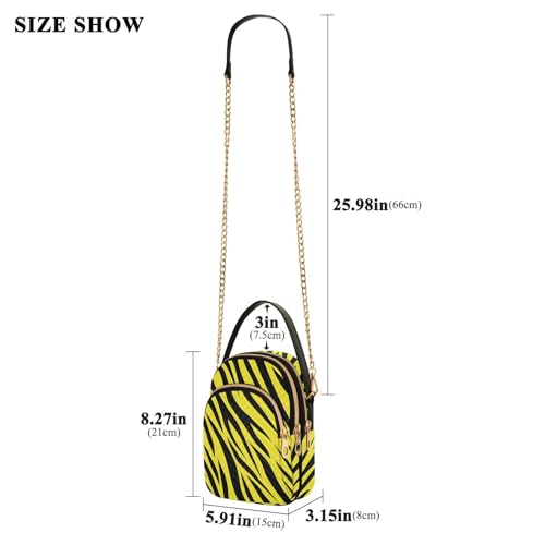 Small Crossbody Bags Abstract Yellow Zebra Prints Shoulder Bag for Women Quilted Wave Cross Body Bag3
