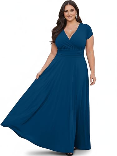 Image of KOH KOH Womens Sexy Cap Short Sleeve V-Neck Flowy Cocktail Gown