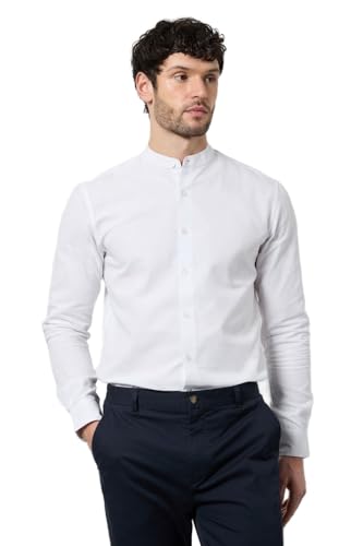Image of Burton White Oxford Grandad Long Sleeve Shirt, Xl, White