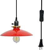 AWQM Industrial Pendant Light ,E26 Base Vintage Hanging Light Fixture with Metal Shade,Retro Pendant...