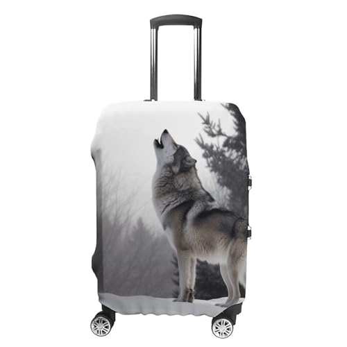 Travel Luggage Cover Protectors Elastic Anti-scratch Suitcase Cover Washable Luggage Sleeve Howling Wolf Suitcase Cover Protector Fit 18-32 Inch Suitcases Travel Accessories M