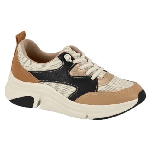 Tênis Feminino Modare Nylon Kansas - Confortável, Amortecedor e Ortopédico (Branco Off/Camel/Preto, BR, Adulto, Numérico, 38)