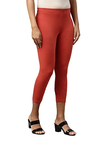 Image of GO COLORS Soft Cotton Stretch Cropped Leggings for Women | Breathable, Mid Rise