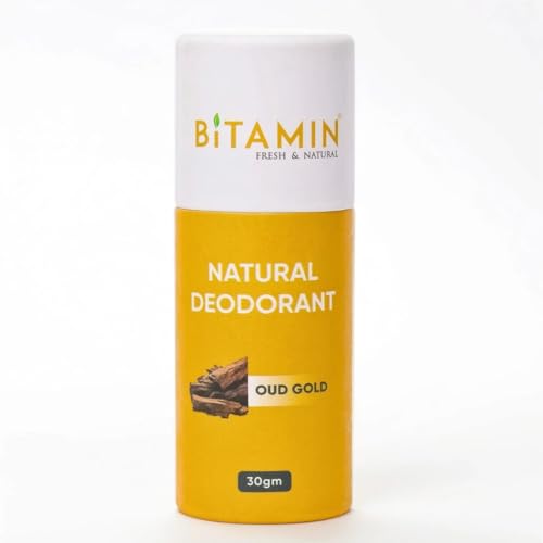 Image of Bitamin Natural Deodorant Underarm Roll On with 5% Vitamin C | Natural Deodorant for Men & Women | Made in India | No Aluminium, No Alcohol, No Parabens & No Triclosan | 8 Hour Odour Control | Oud Gold -30g (Pack of 1)