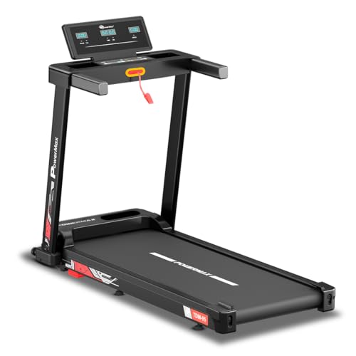 Image of PowerMax Fitness TDM-95 4HP BLDC Motorized Treadmill for Home Use | 1.0-10 km /h Speed | 2-Level Manual Incline | Running Surface 950 x 385mm | LED Display | 12 Programs | Shock Absorption System