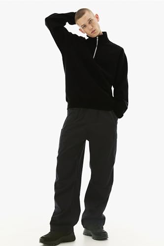 Image of Zip-Top Sweatshirt for Men|Fleece Material |Full Sleeves Jumper Men|Winter Wear | Hooded Neck |Regular Fit Long Sleeve Mens Sweatshirt Black