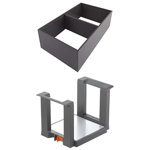 Bundle aus Blum AMBIA-LINE Schubladen-Organizer aus pulverbeschichtetem Stahl | 37×22×11 cm | Oriongrau + AMBIA-LINE Tellerhalter | für bis zu 12 Tellern | rutschfest & robust | Oriongrau